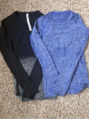 lululemon athletica Long Sleeve Tops - Black and white & Purpleish Blue Heather